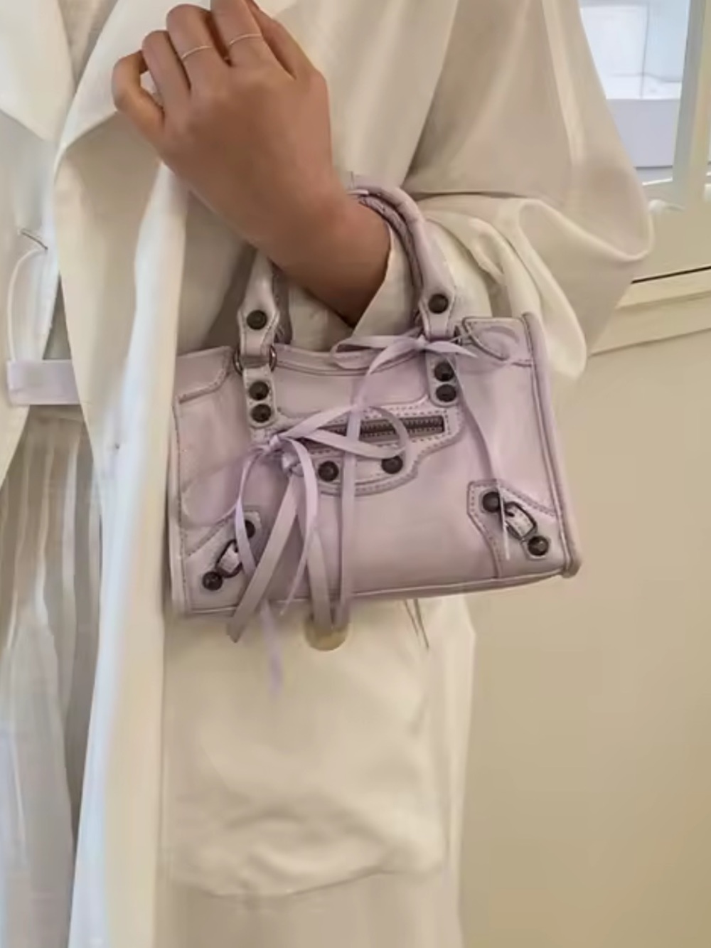 Macy's Lilac Purse with Bow Accent